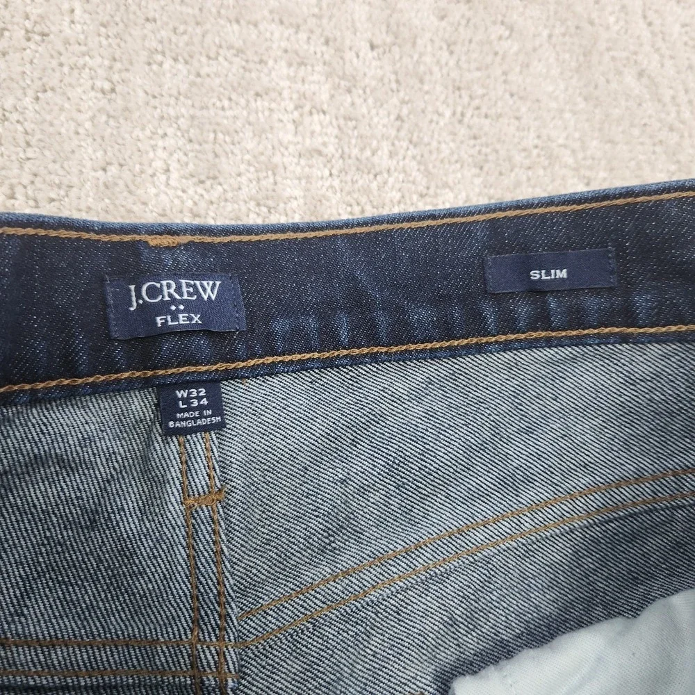 J Crew Jeans Men 32X34 Slim Vintage Flex Tapered Blue Denim Dark Wash Stretch